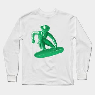 Green plastic toy snowboarding Long Sleeve T-Shirt